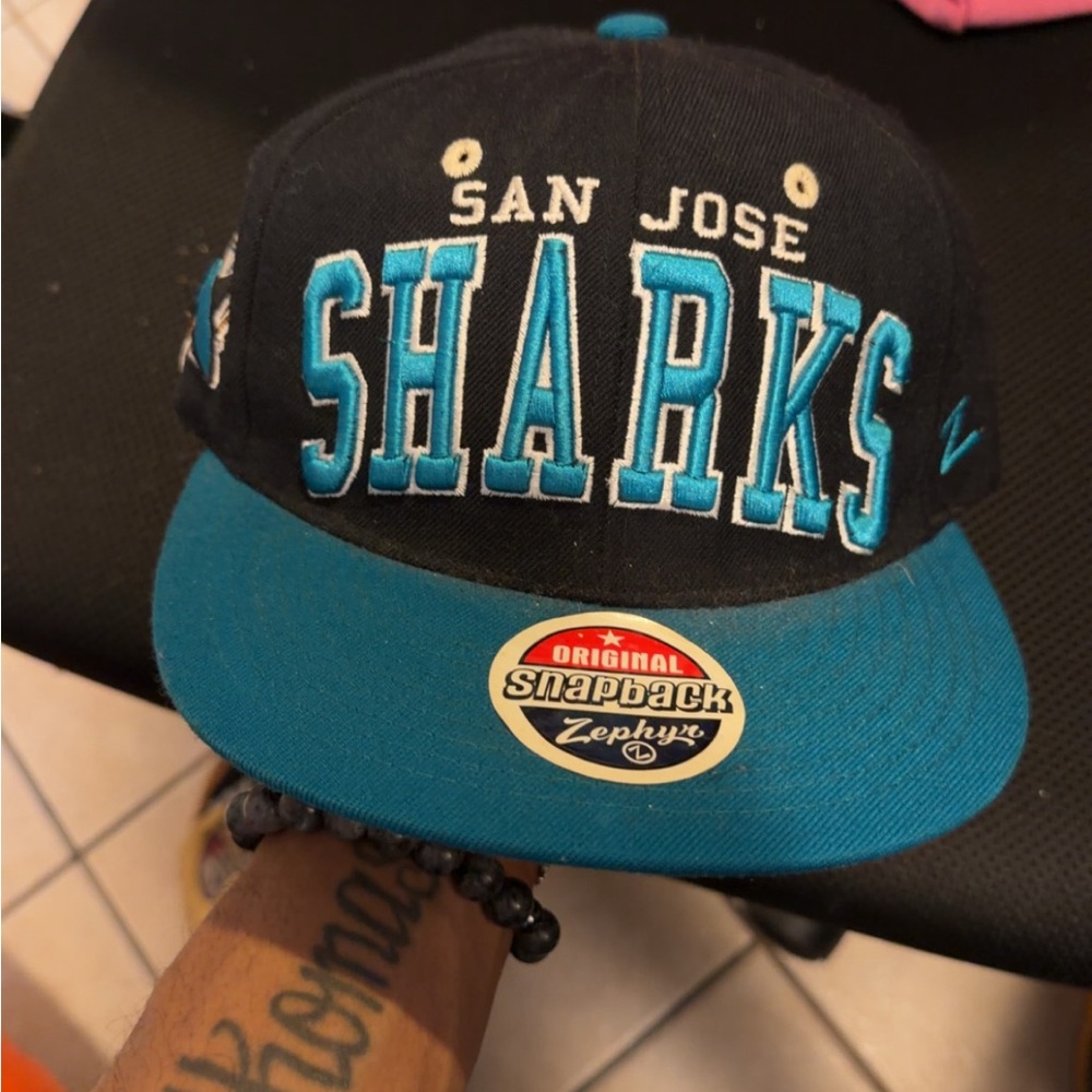 San Jose Black and Teal Sharks Cap